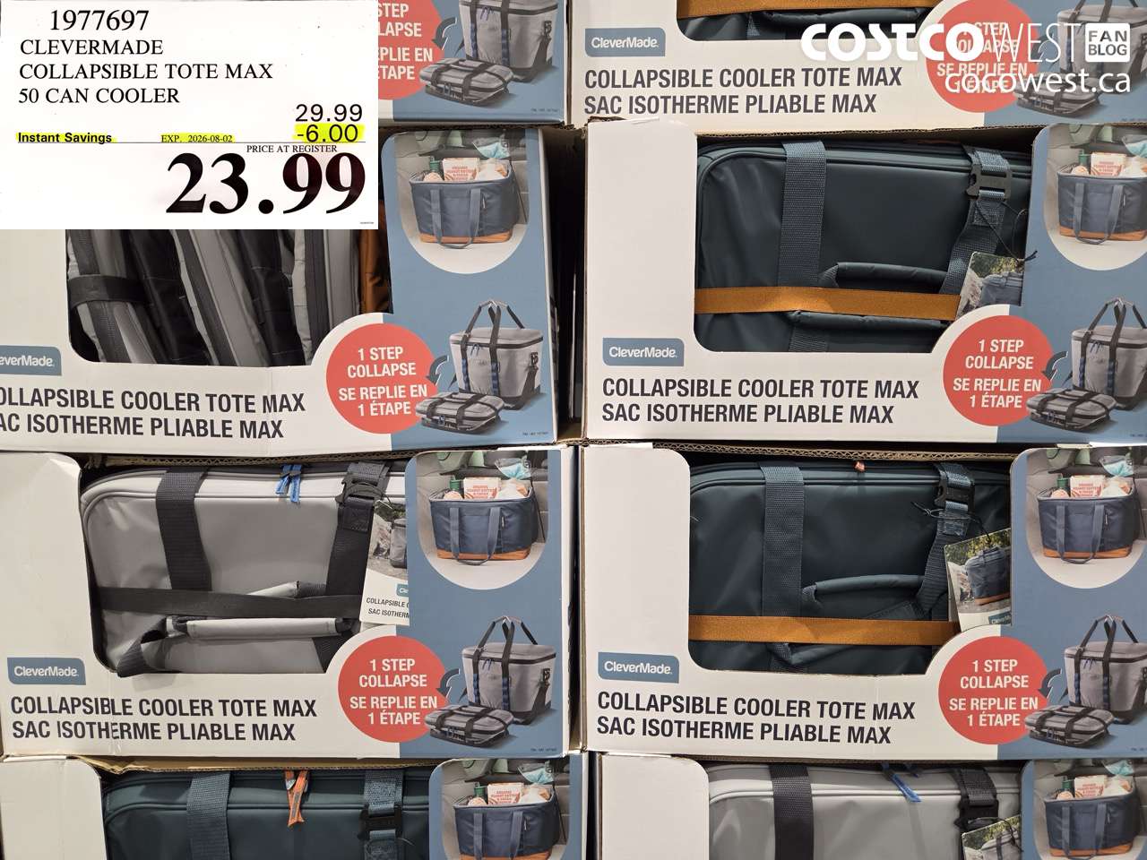 1977697 CLEVERMADE COLLAPSIBLE TOTE MAX 50 CAN COOLER ($6.00 INSTANT SAVINGS EXPIRES ON 2026-08-02) $23.99