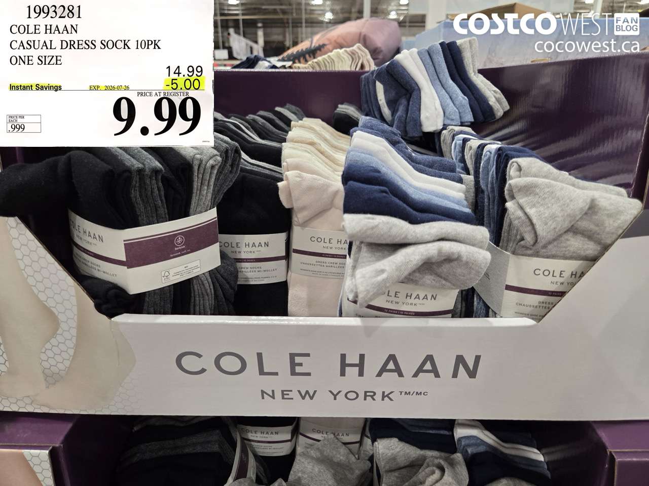 1993281 COLE HAAN CASUAL DRESS SOCK 10PK ONE SIZE ($5.00 INSTANT SAVINGS EXPIRES ON 2026-07-26) $9.99