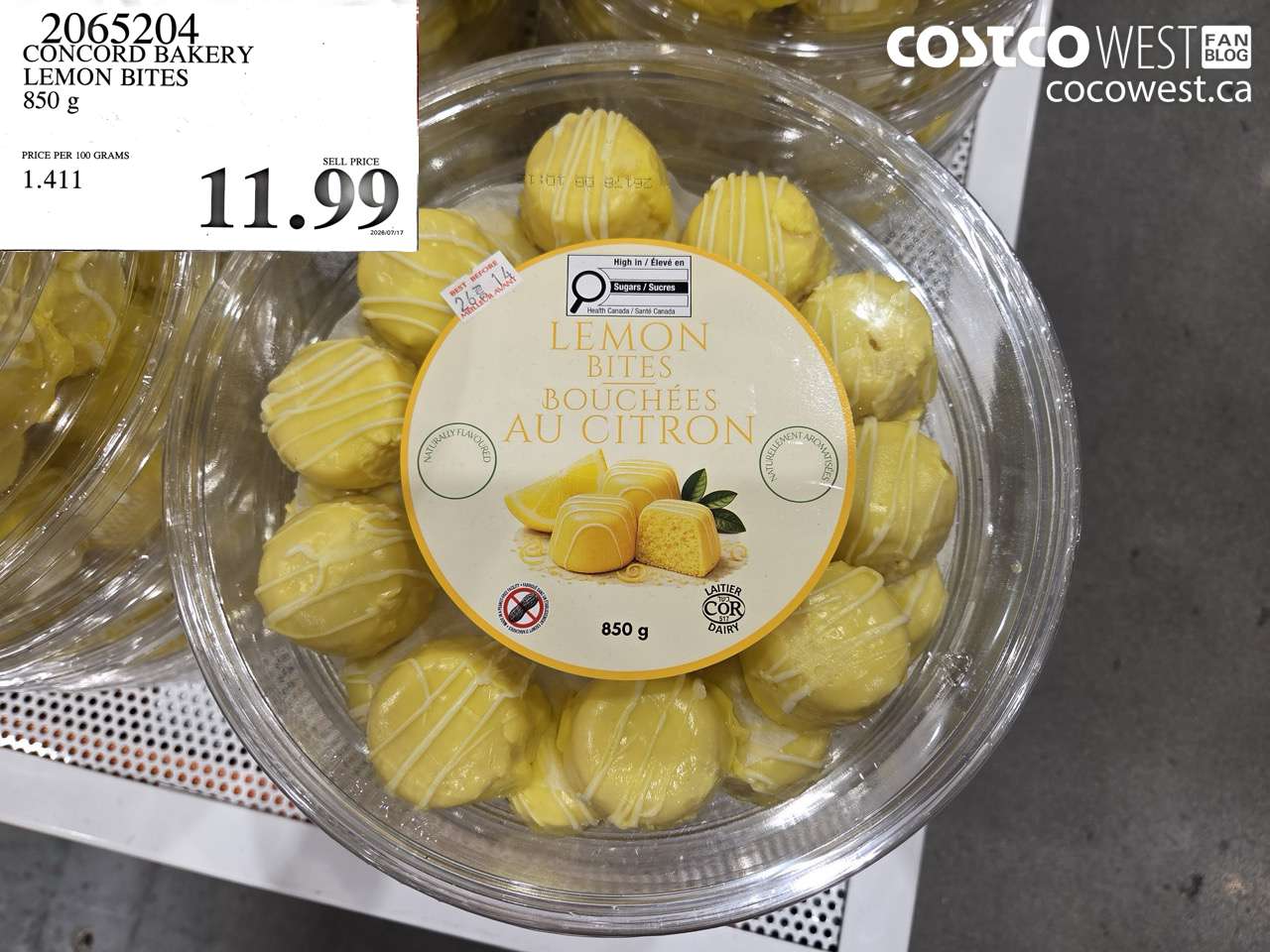 2065204 CONCORD BAKERY LEMON BITES 850 G $11.99