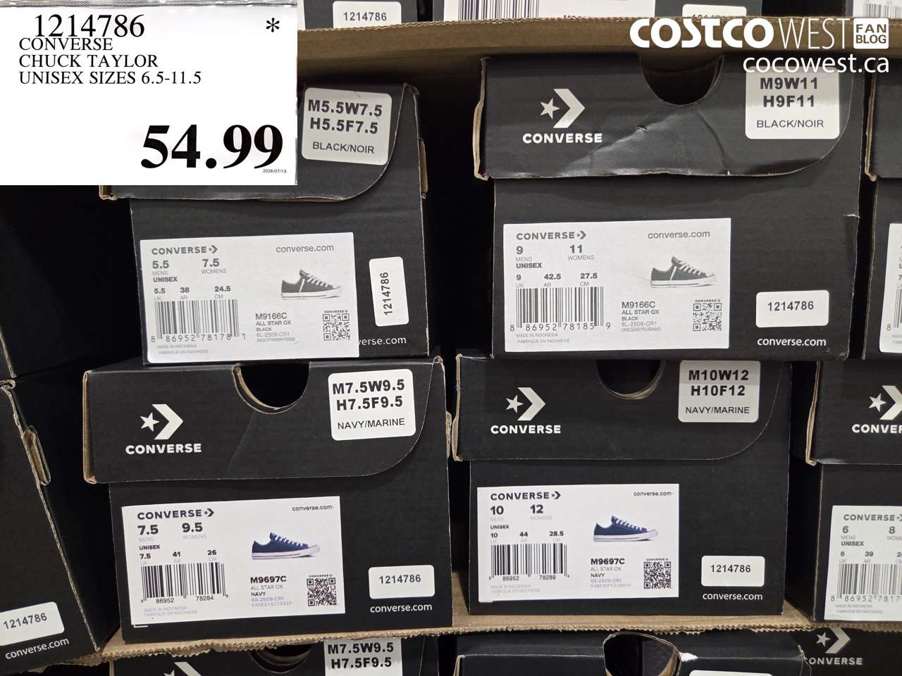 1214786 CONVERSE CHUCK TAYLOR UNISEX SIZES 6.5-11.5 $54.99