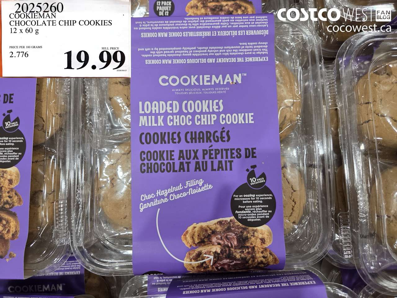 2025260 COOKIEMAN CHOCOLATE CHIP COOKIES 12 X 60 G $19.99