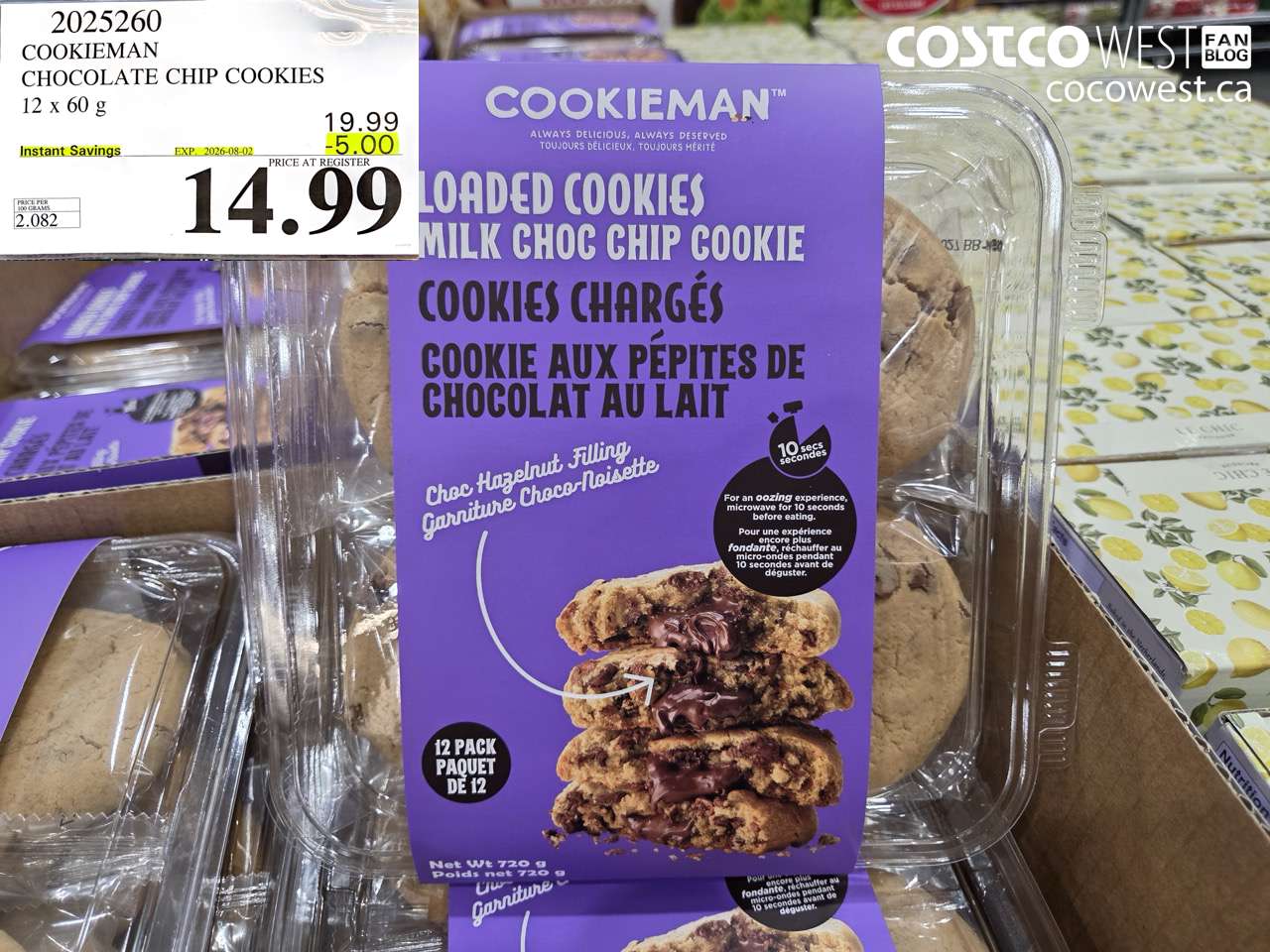 2025260 COOKIEMAN CHOCOLATE CHIP COOKIES 12 X 60 G ($5.00 INSTANT SAVINGS EXPIRES ON 2026-08-02) $14.99
