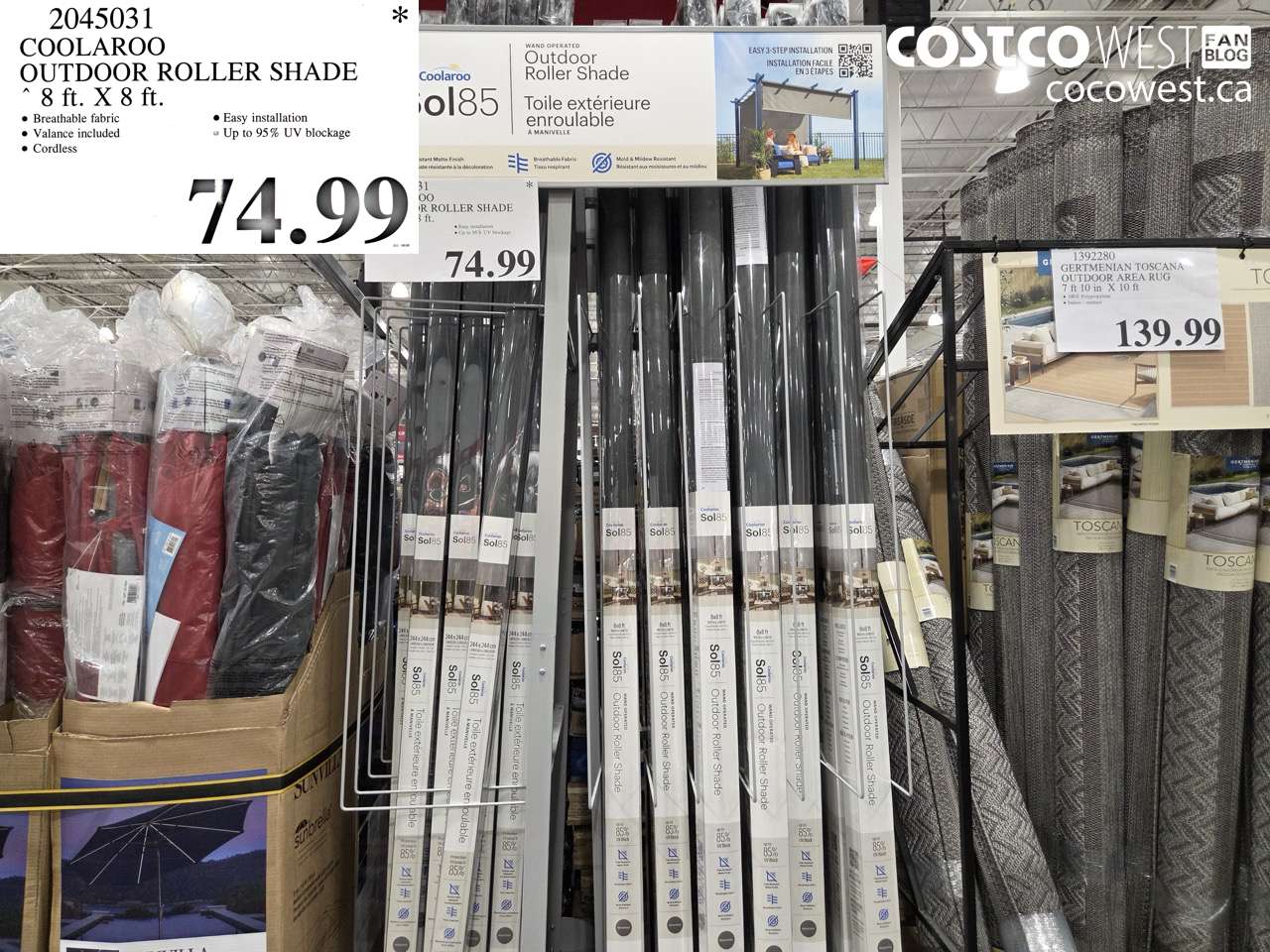 2045031 COOLAROO OUTDOOR ROLLER SHADE 8 FT. X 8 FT. $74.99