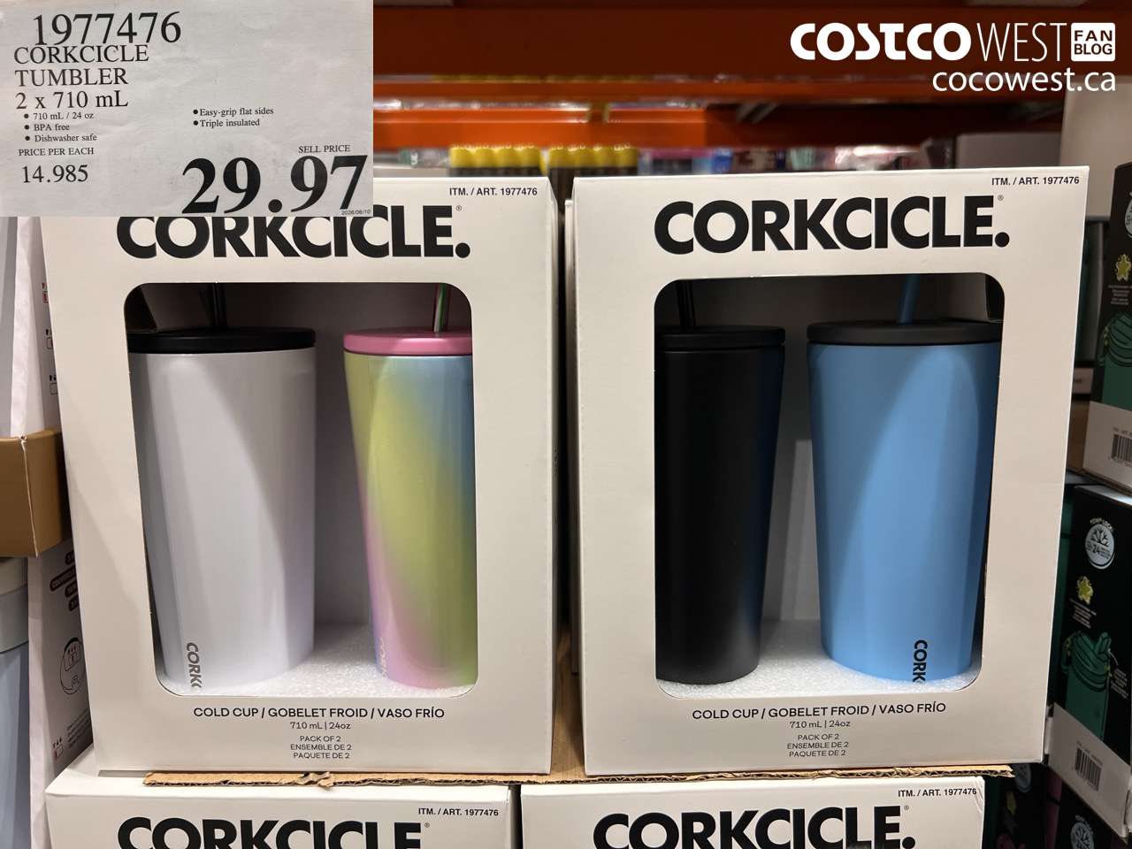 1977476 CORKCICLE TUMBLER 2 X 710 ML $29.97