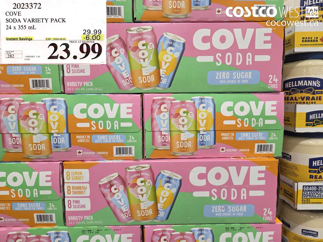 2023372 COVE SODA VARIETY PACK 24 X 355 ML ($6.00 INSTANT SAVINGS EXPIRES ON 2026-08-02) $23.99