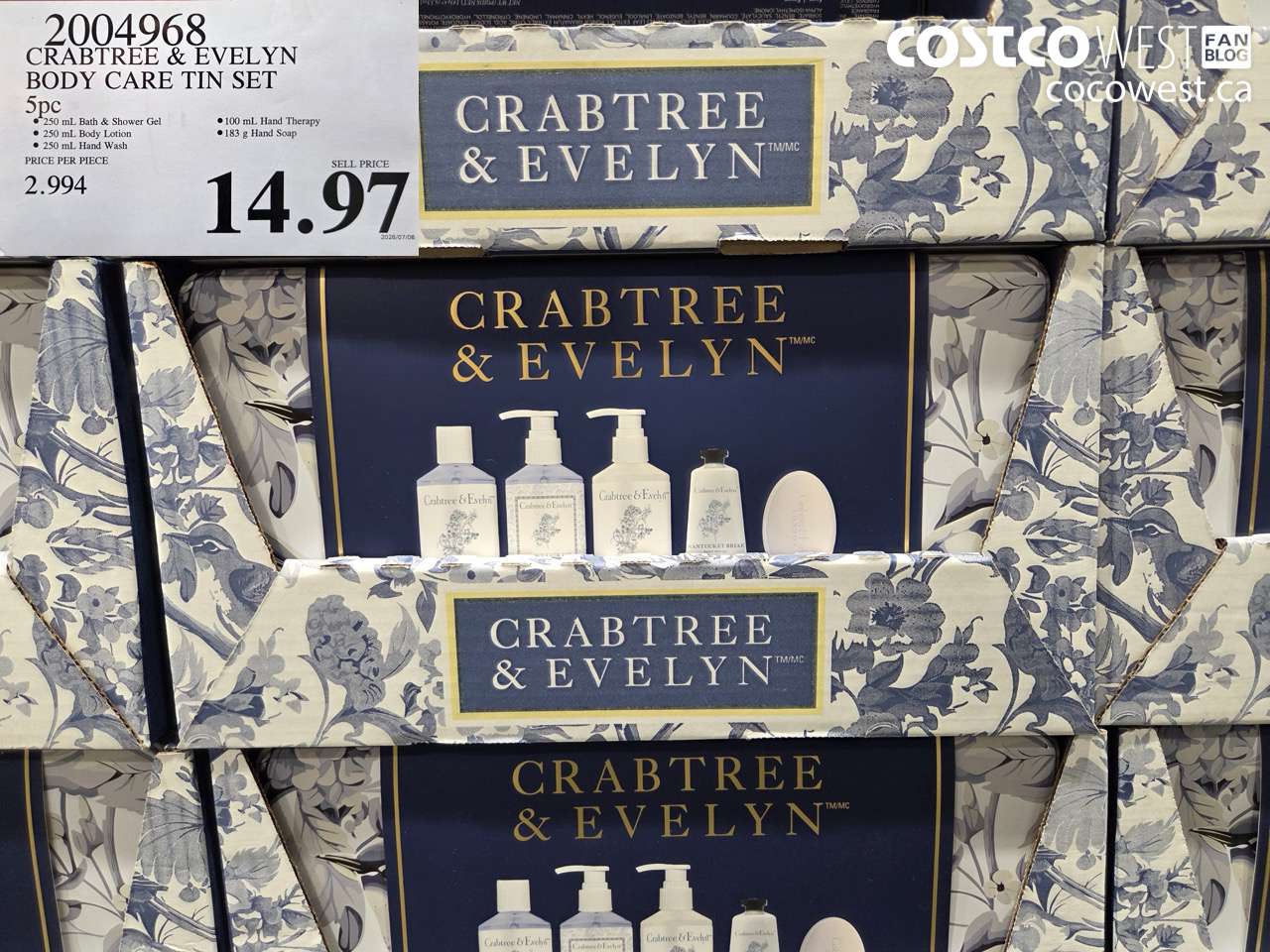 2004968 CRABTREE & EVELYN BODY CARE TIN SET 5PC $14.97