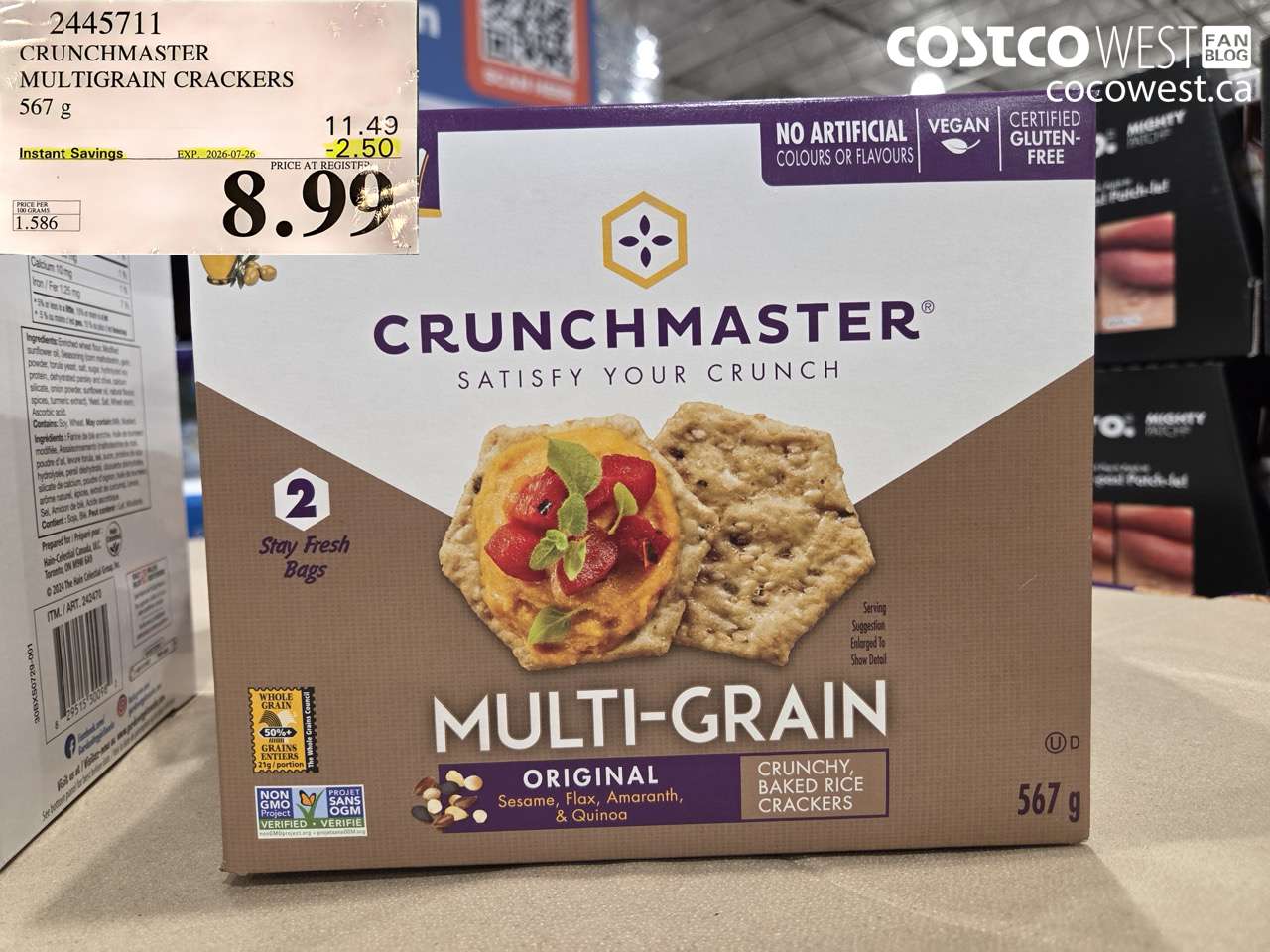 2445711 CRUNCHMASTER MULTIGRAIN CRACKERS 567 G ($2.50 INSTANT SAVINGS EXPIRES ON 2026-07-26) $8.99