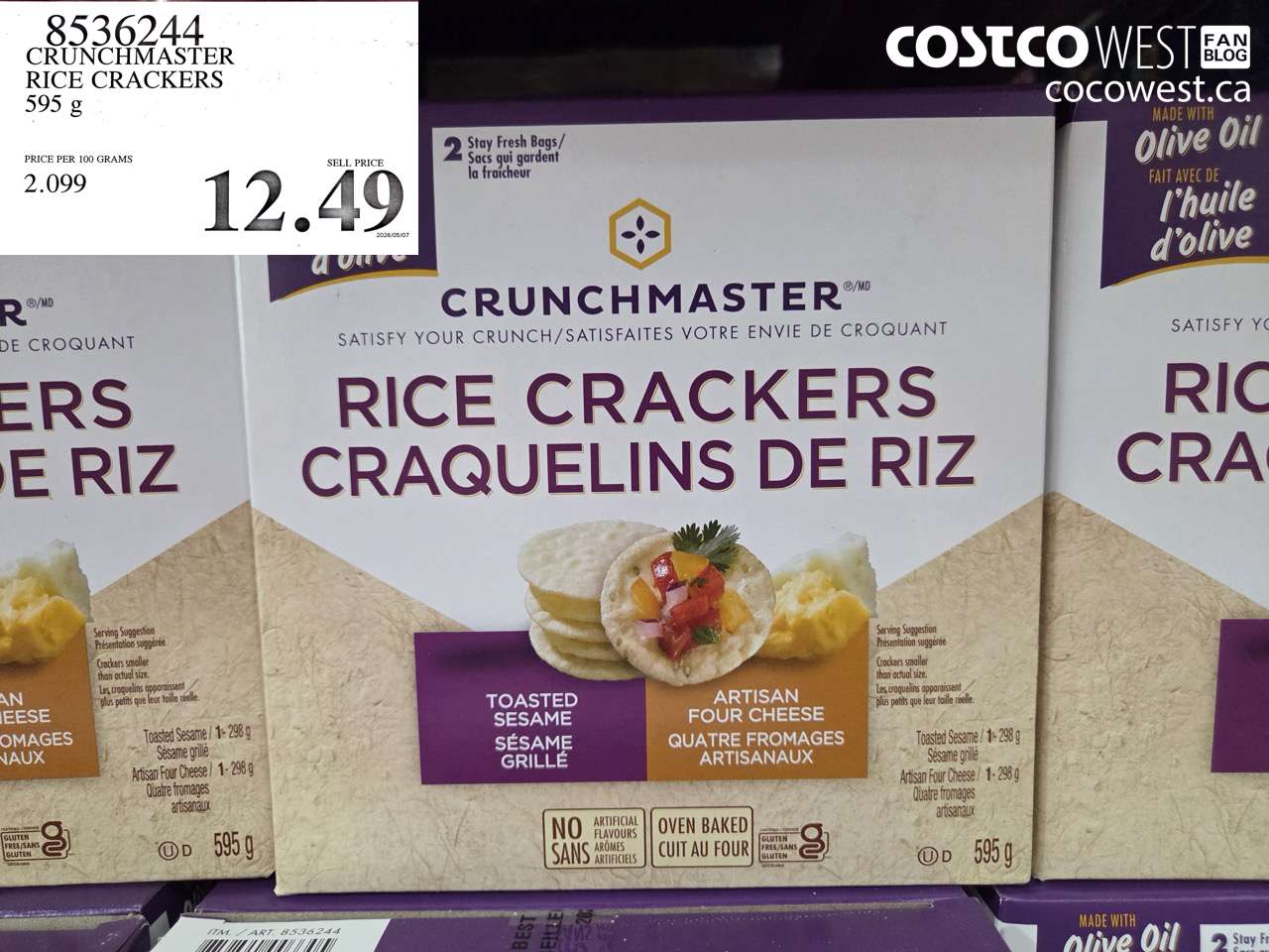 8536244 CRUNCHMASTER RICE CRACKERS 595 G $12.49