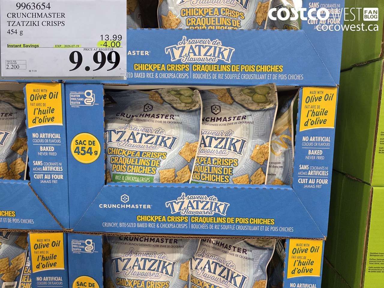 9963654 CRUNCHMASTER TZATZIKI CRISPS 454 G ($4.00 INSTANT SAVINGS EXPIRES ON 2026-07-19) $9.99