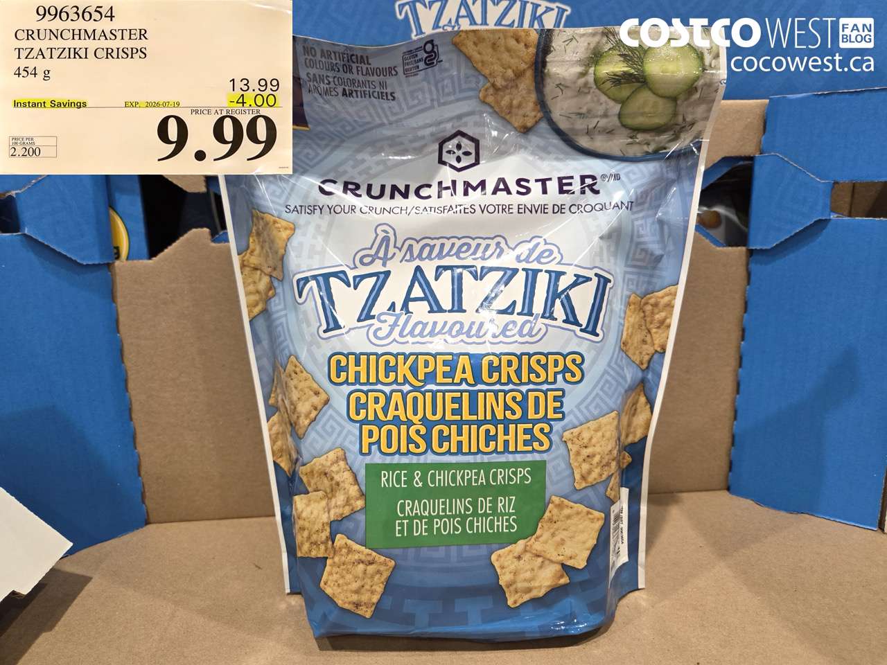 9963654 CRUNCHMASTER TZATZIKI CRISPS 454 G ($4.00 INSTANT SAVINGS EXPIRES ON 2026-07-19) $9.99
