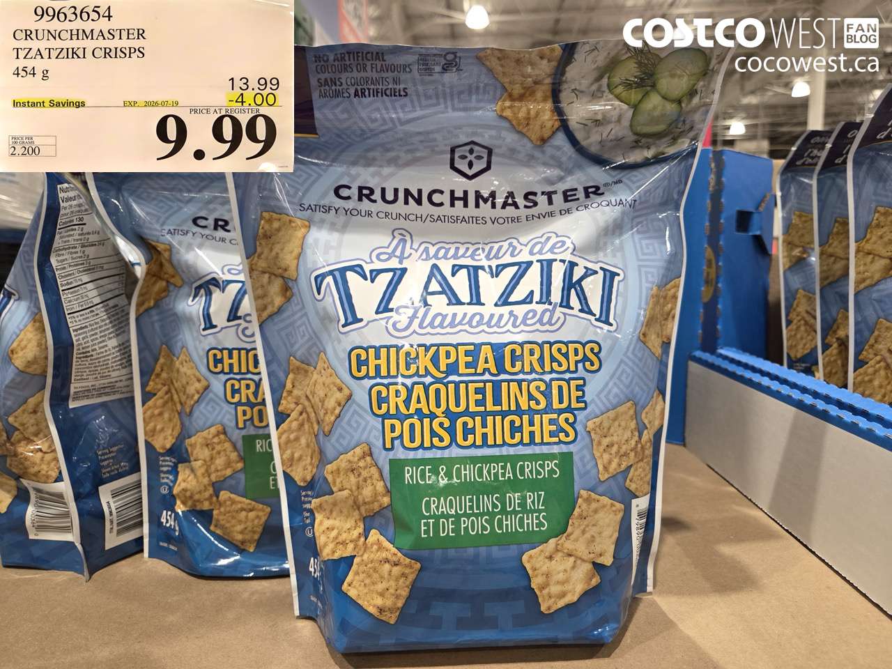 9963654 CRUNCHMASTER TZATZIKI CRISPS 454 G ($4.00 INSTANT SAVINGS EXPIRES ON 2026-07-19) $9.99