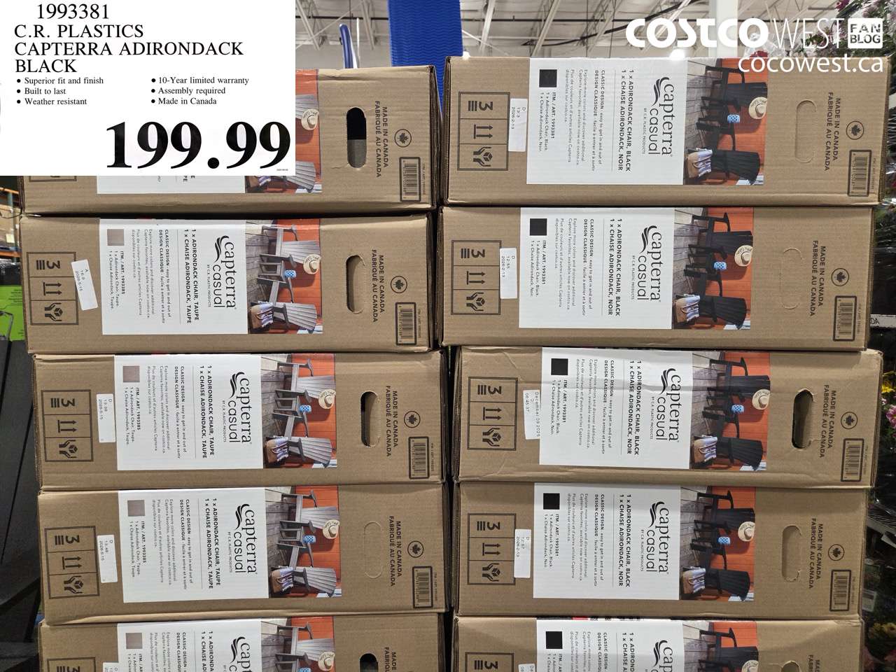 1993381 C.R. PLASTICS CAPTERRA ADIRONDACK BLACK $199.99