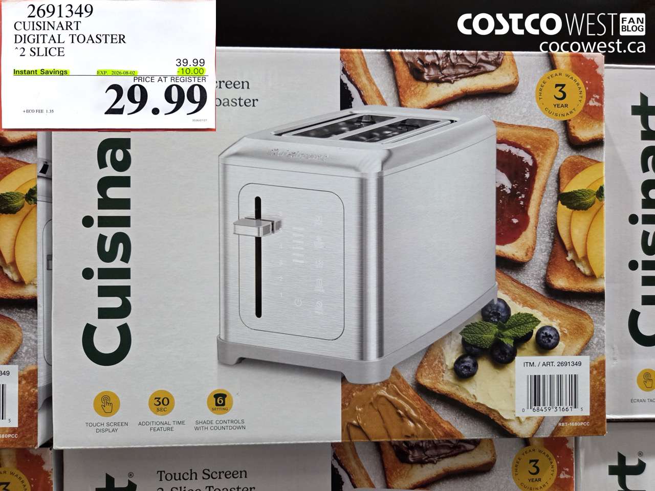 2691349 CUISINART DIGITAL TOASTER 2 SLICE ($10.00 INSTANT SAVINGS EXPIRES ON 2026-08-02) $29.99