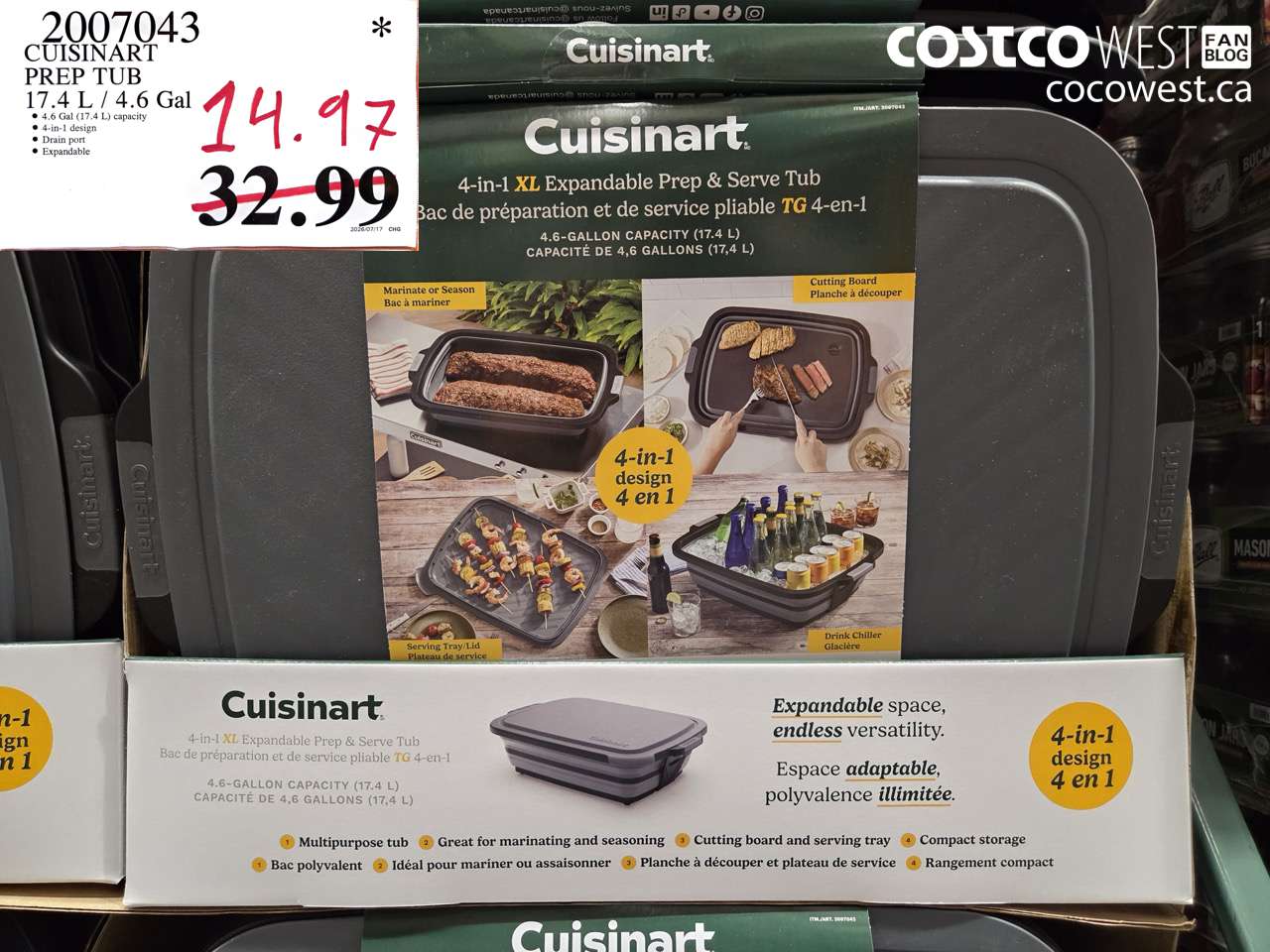 2007043 CUISINART PREP TUB 17.4 L / 4.6 GAL $14.97