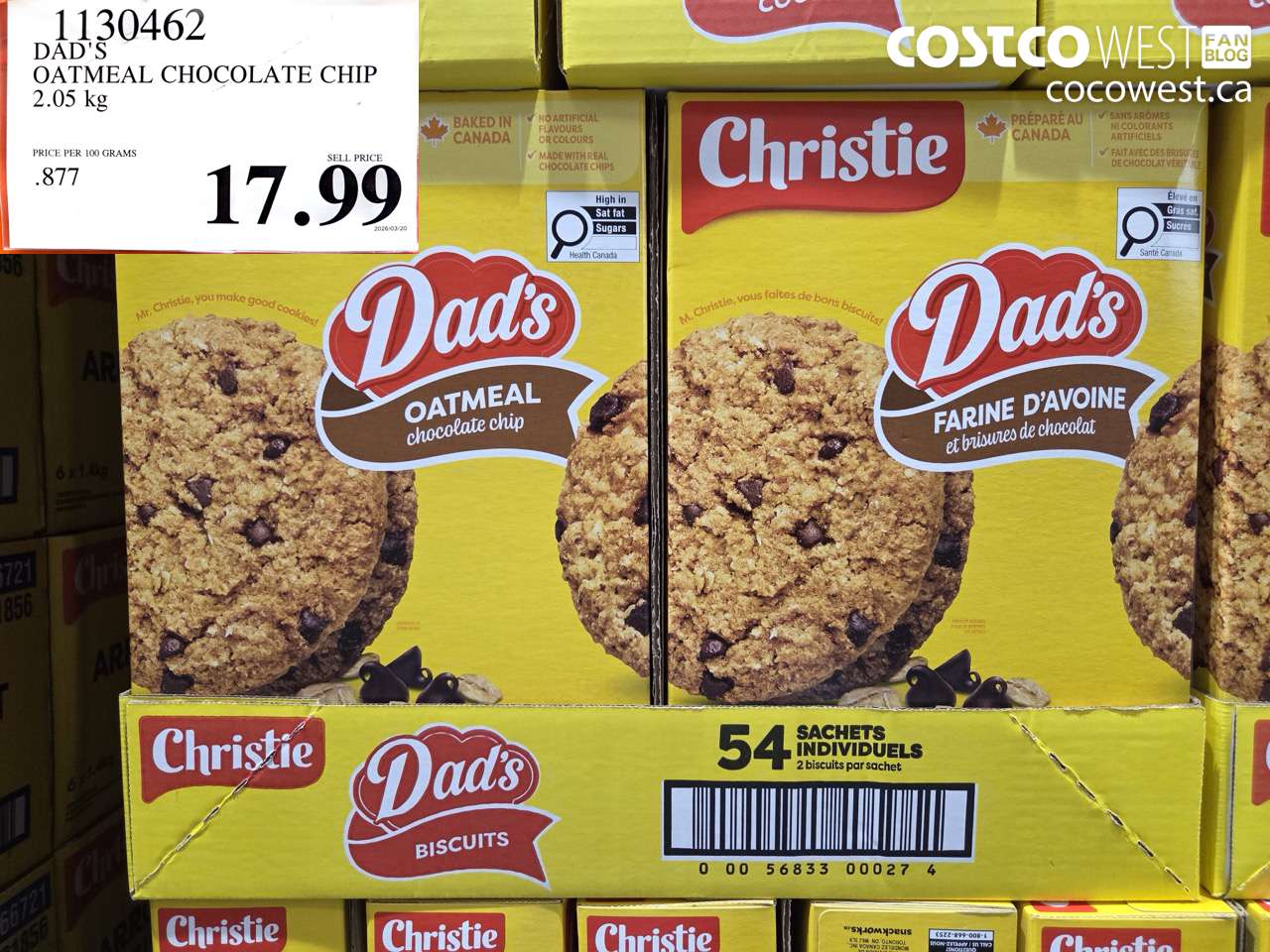 1130462 DAD'S OATMEAL CHOCOLATE CHIP 2.05 KG $17.99