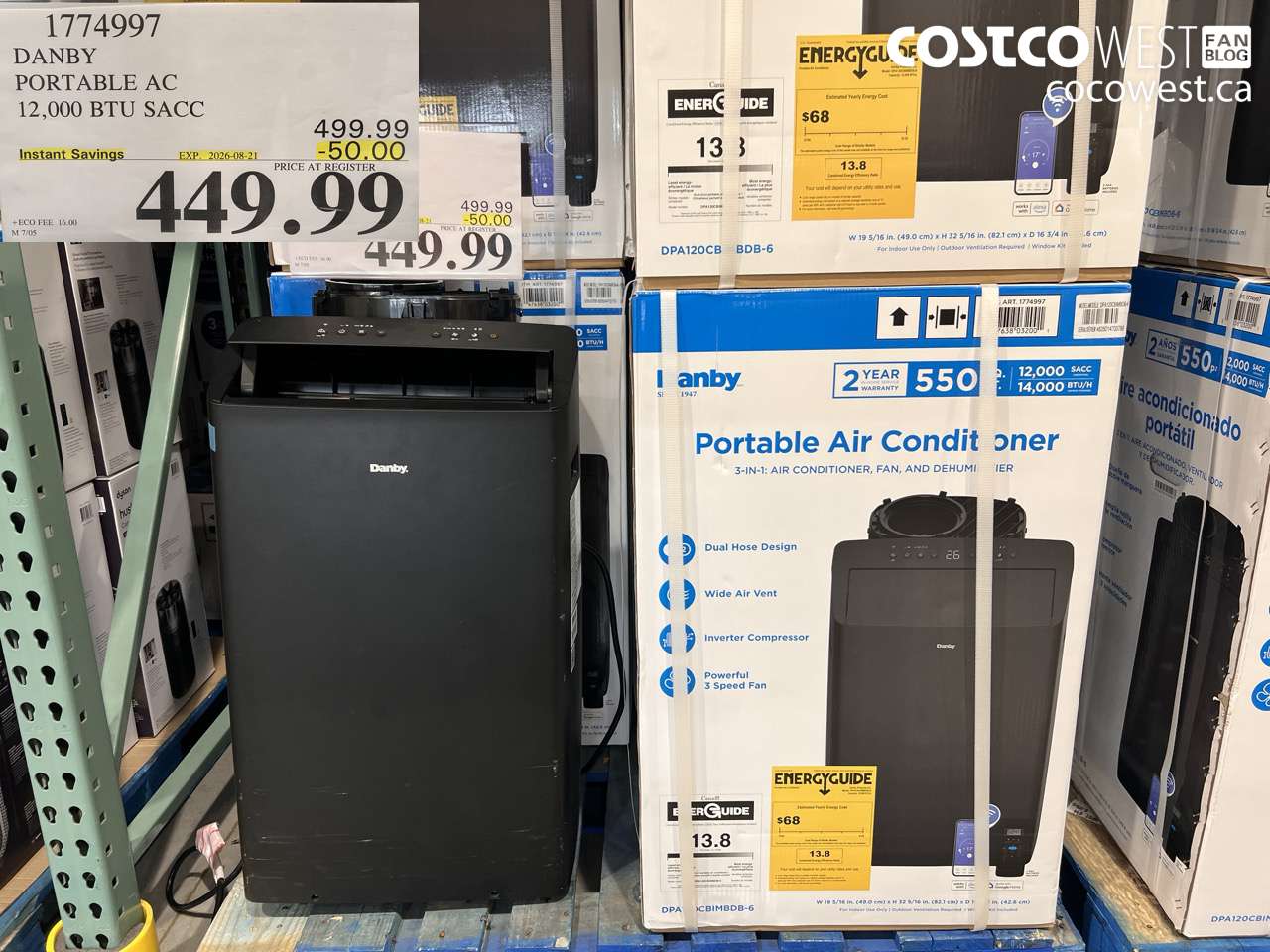 1774997 DANBY PORTABLE AC 12,000 BTU SACC ($50.00 INSTANT SAVINGS EXPIRES ON 2026-08-21) $449.99