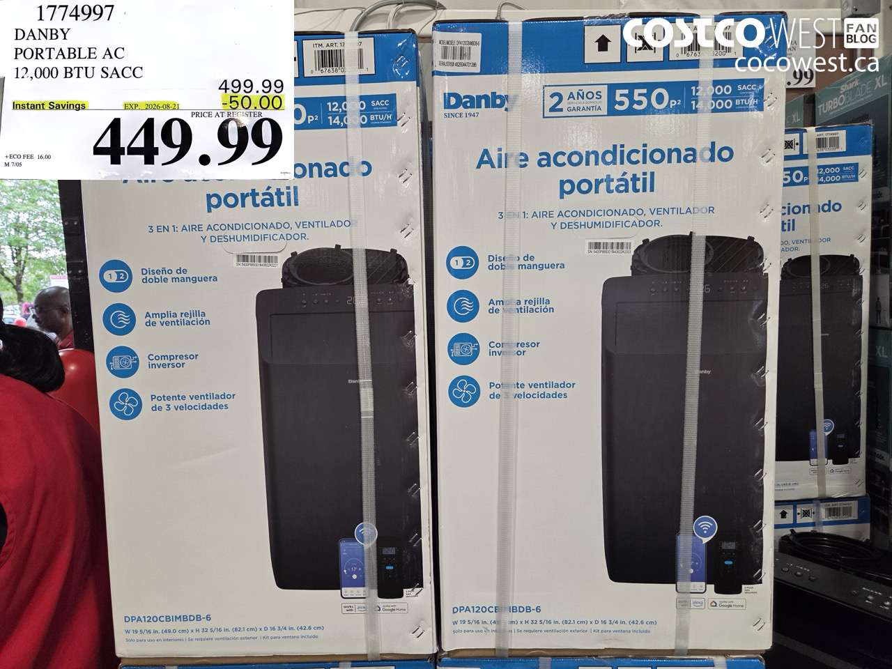 1774997 DANBY PORTABLE AC 12,000 BTU SACC ($50.00 INSTANT SAVINGS EXPIRES ON 2026-08-21) $449.99