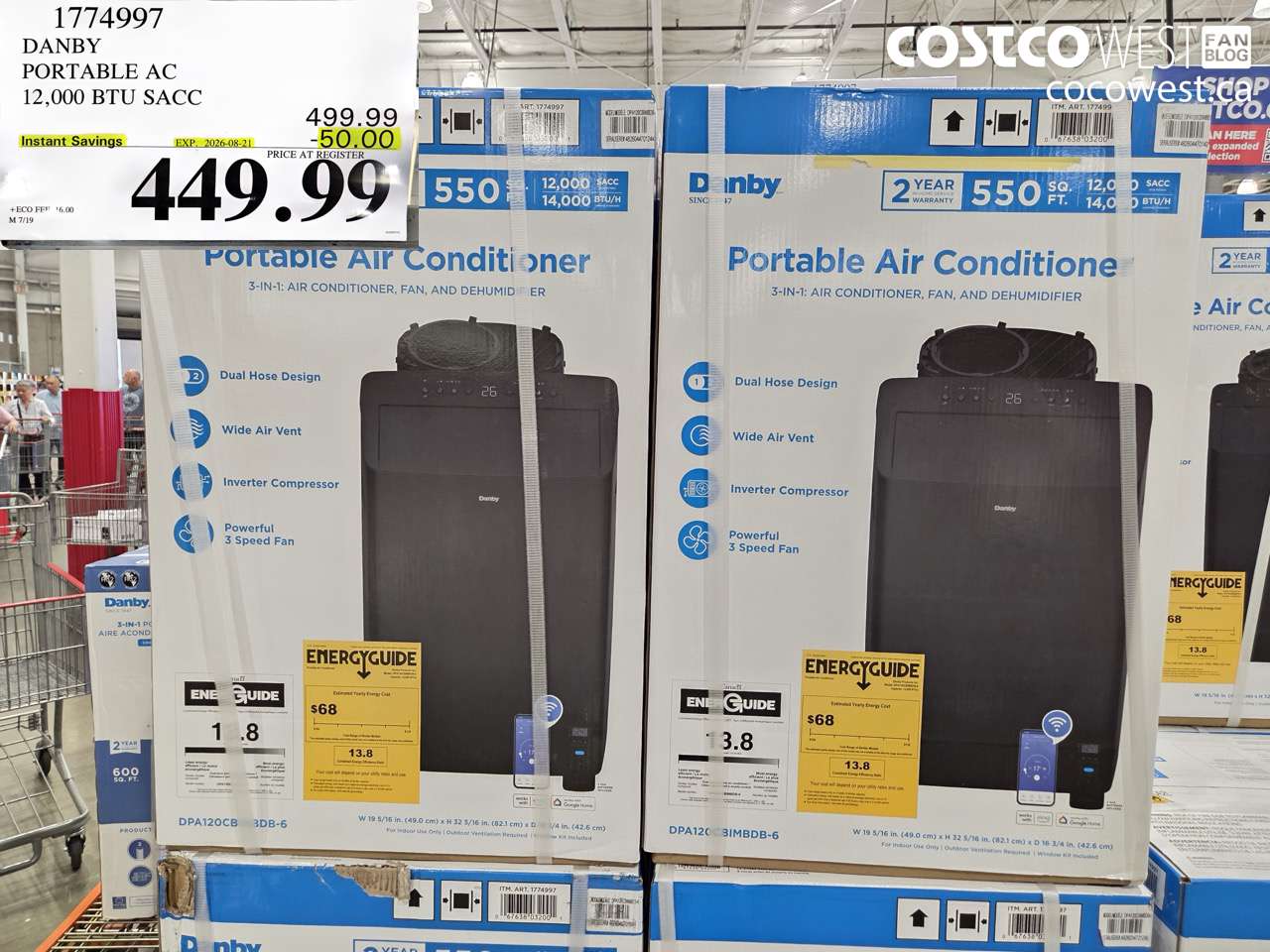 1774997 DANBY PORTABLE AC 12,000 BTU SACC ($50.00 INSTANT SAVINGS EXPIRES ON 2026-08-21) $449.99
