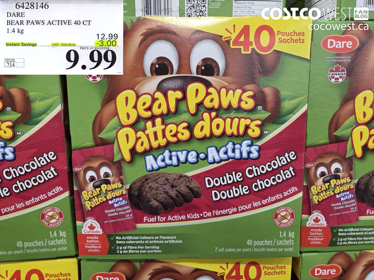 6428146 DARE BEAR PAWS ACTIVE 40 CT 1.4 KG ($3.00 INSTANT SAVINGS EXPIRES ON 2026-08-09) $9.99
