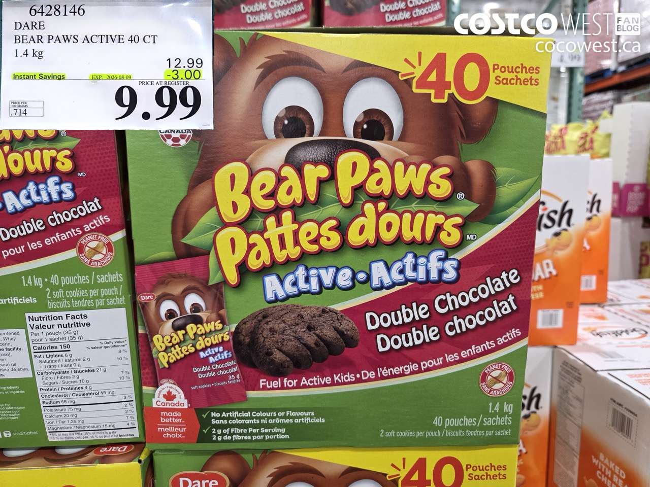 6428146 DARE BEAR PAWS ACTIVE 40 CT 1.4 KG ($3.00 INSTANT SAVINGS EXPIRES ON 2026-08-09) $9.99