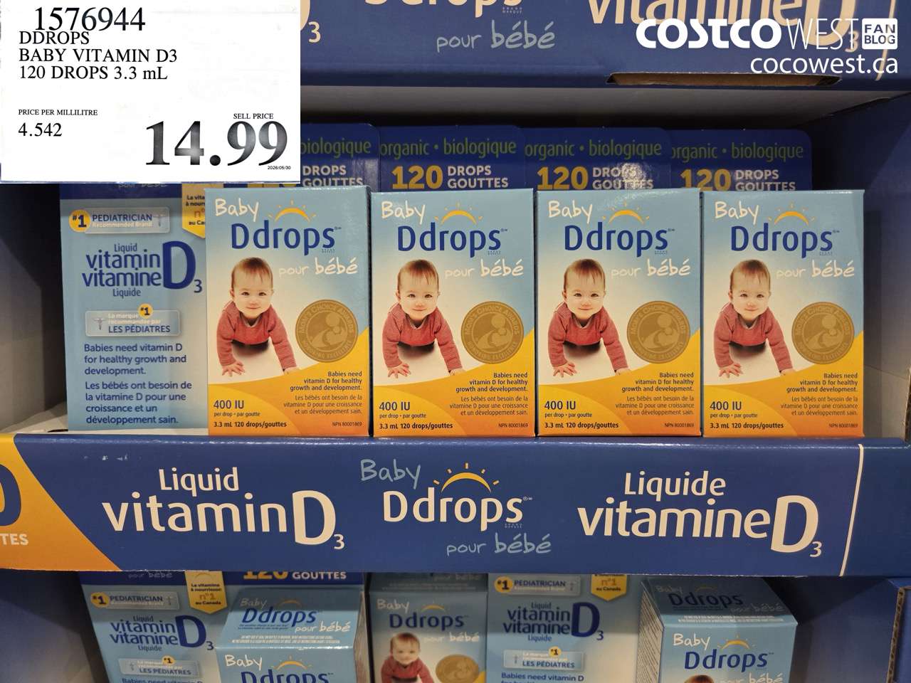 1576944 DDROPS BABY VITAMIN D3 120 DROPS 3.3 ML $14.99
