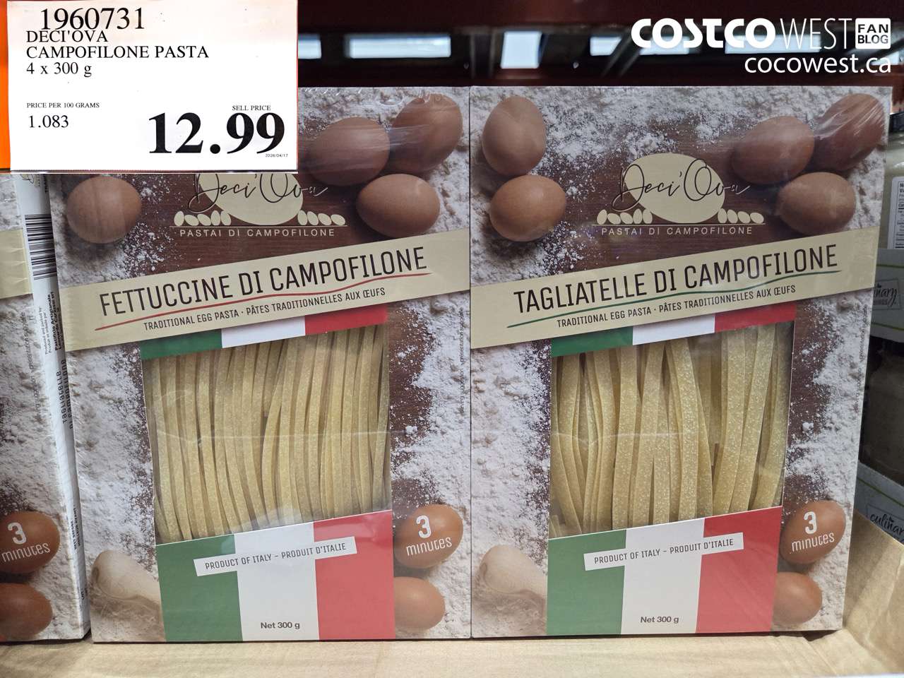 1960731 DECI'OVA CAMPOFILONE PASTA 4 X 300 G $12.99