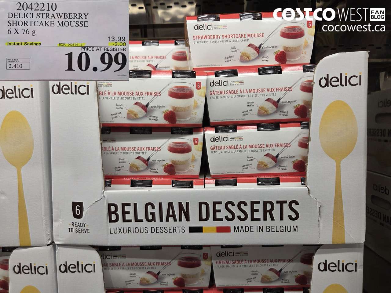 2042210 DELICI STRAWBERRY SHORTCAKE MOUSSE 6 X 76 G ($3.00 INSTANT SAVINGS EXPIRES ON 2026-07-12) $10.99
