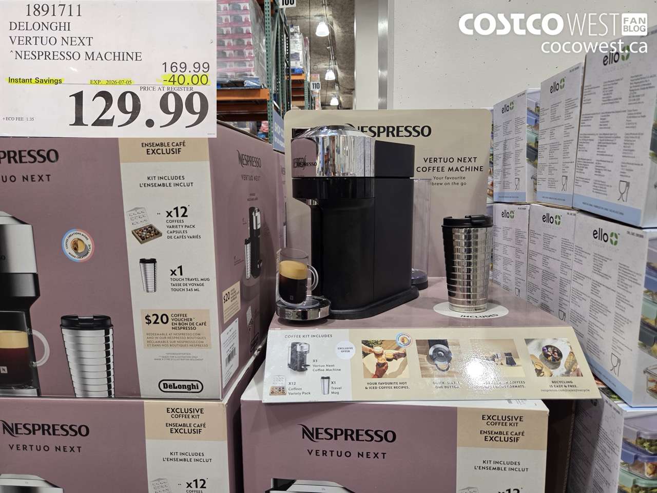 1891711 DELONGHI VERTUO NEXT NESPRESSO MACHINE ($40.00 INSTANT SAVINGS EXPIRES ON 2026-07-05) $129.99
