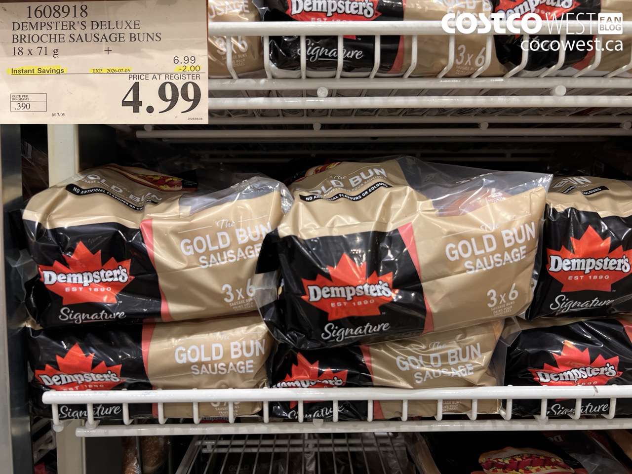 1608918 DEMPSTER'S DELUXE BRIOCHE SAUSAGE BUNS 18 X 71 G ($2.00 INSTANT SAVINGS EXPIRES ON 2026-07-05) $4.99