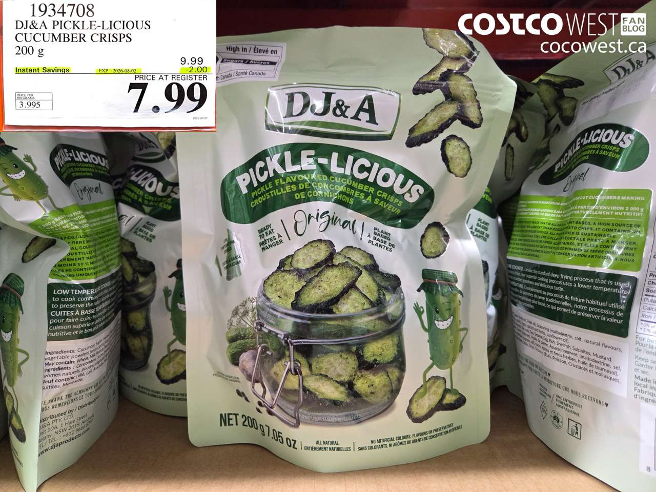 1934708 DJ&A PICKLE-LICIOUS CUCUMBER CRISPS 200 G ($2.00 INSTANT SAVINGS EXPIRES ON 2026-08-02) $7.99