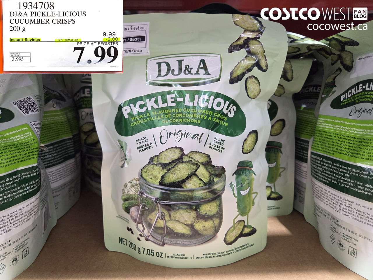1934708 DJ&A PICKLE-LICIOUS CUCUMBER CRISPS 200 G ($2.00 INSTANT SAVINGS EXPIRES ON 2026-08-02) $7.99
