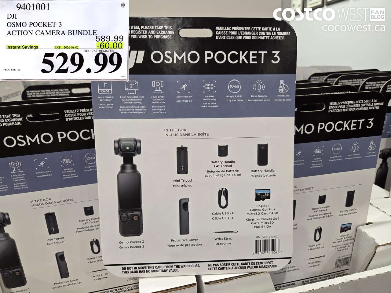 9401001 DJI OSMO POCKET 3 ACTION CAMERA BUNDLE ($60.00 INSTANT SAVINGS EXPIRES ON 2026-08-02) $529.99