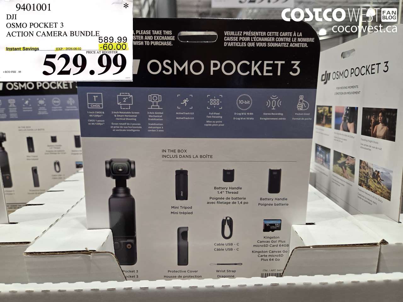 9401001 DJI OSMO POCKET 3 ACTION CAMERA BUNDLE ($60.00 INSTANT SAVINGS EXPIRES ON 2026-08-02) $529.99