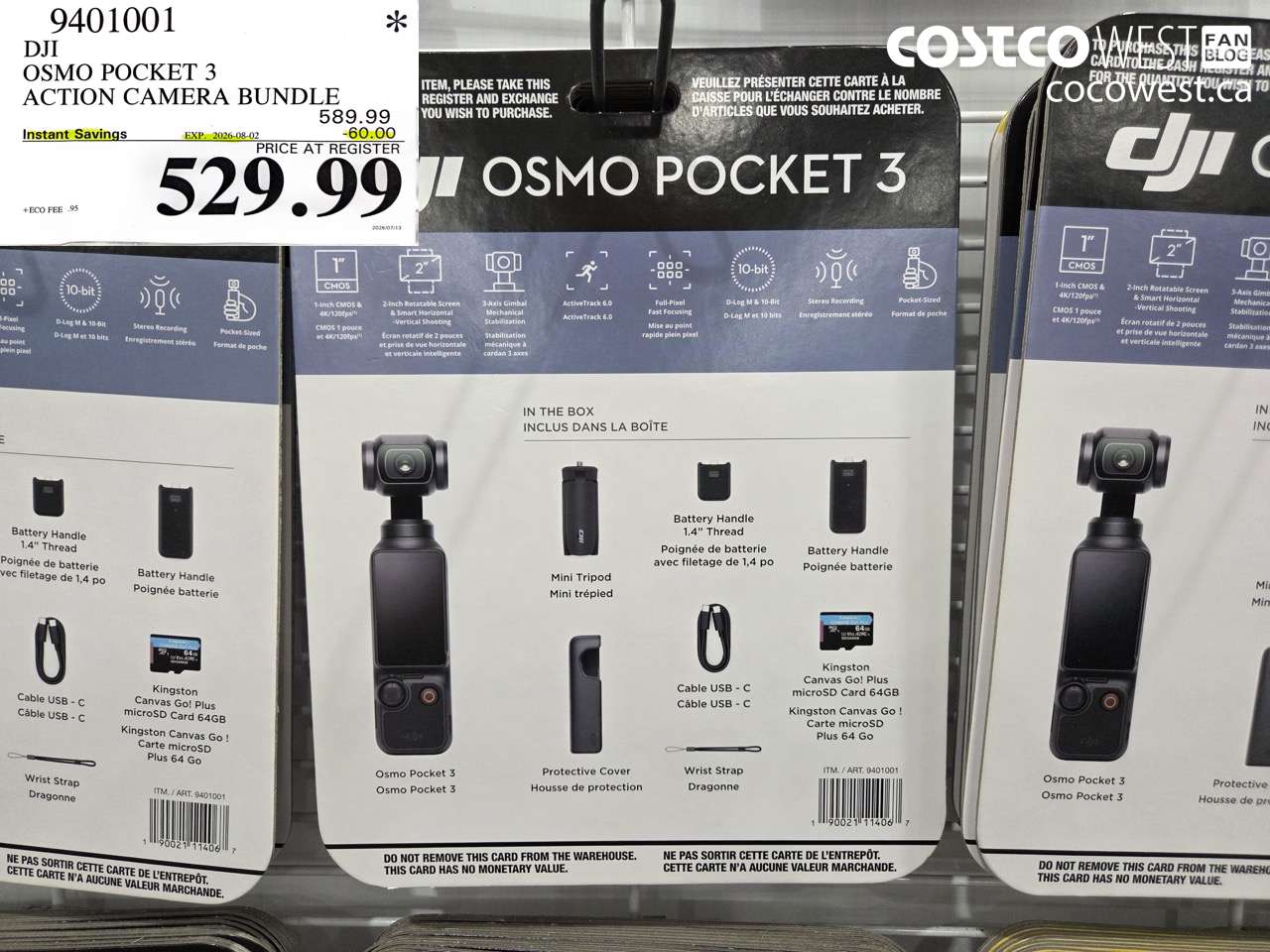 9401001 DJI OSMO POCKET 3 ACTION CAMERA BUNDLE ($60.00 INSTANT SAVINGS EXPIRES ON 2026-08-02) $529.99