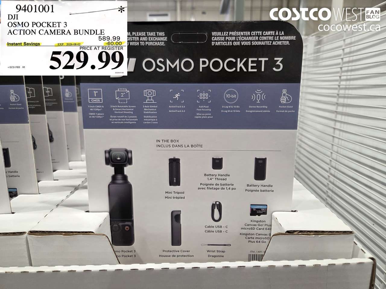 9401001 DJI OSMO POCKET 3 ACTION CAMERA BUNDLE ($60.00 INSTANT SAVINGS EXPIRES ON 2026-08-02) $529.99