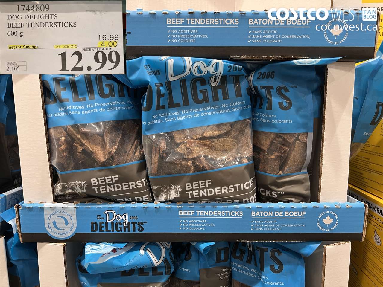 1744809 DOG DELIGHTS BEEF TENDERSTICKS 600 G ($4.00 INSTANT SAVINGS EXPIRES ON 2026-07-05) $12.99
