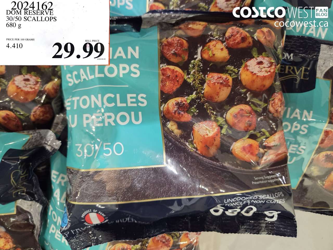 2024162 DOM RESERVE 30/50 SCALLOPS 680 G $29.99