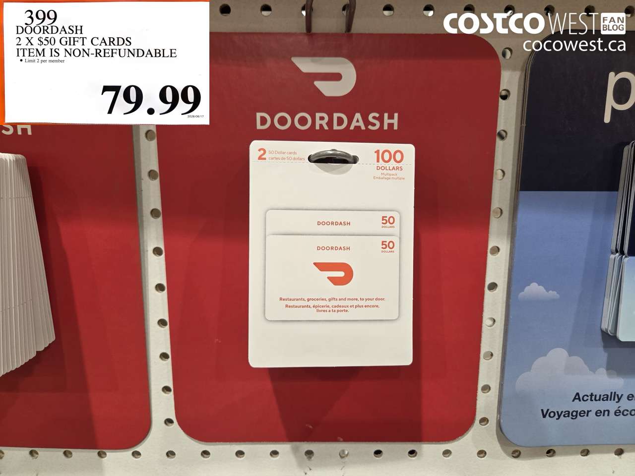 399 DOORDASH 2 X $50 GIFT CARDS ITEM IS NON-REFUNDABLE $79.99