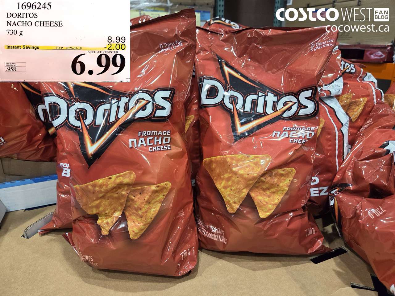 1696245 DORITOS NACHO CHEESE 730 G ($2.00 INSTANT SAVINGS EXPIRES ON 2026-07-19) $6.99