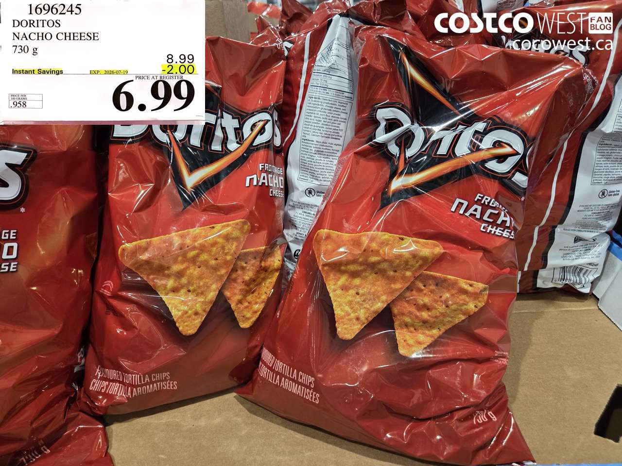 1696245 DORITOS NACHO CHEESE 730 G ($2.00 INSTANT SAVINGS EXPIRES ON 2026-07-19) $6.99
