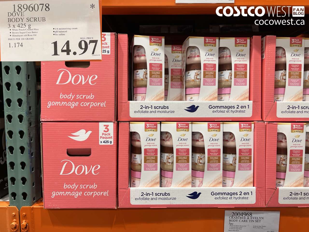 1896078 DOVE BODY SCRUB 3 X 425 G $14.97