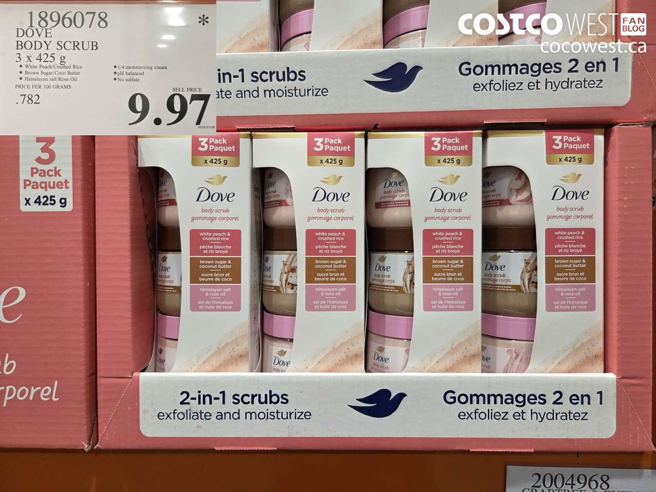 1896078 DOVE BODY SCRUB 3 X 425 G $9.97