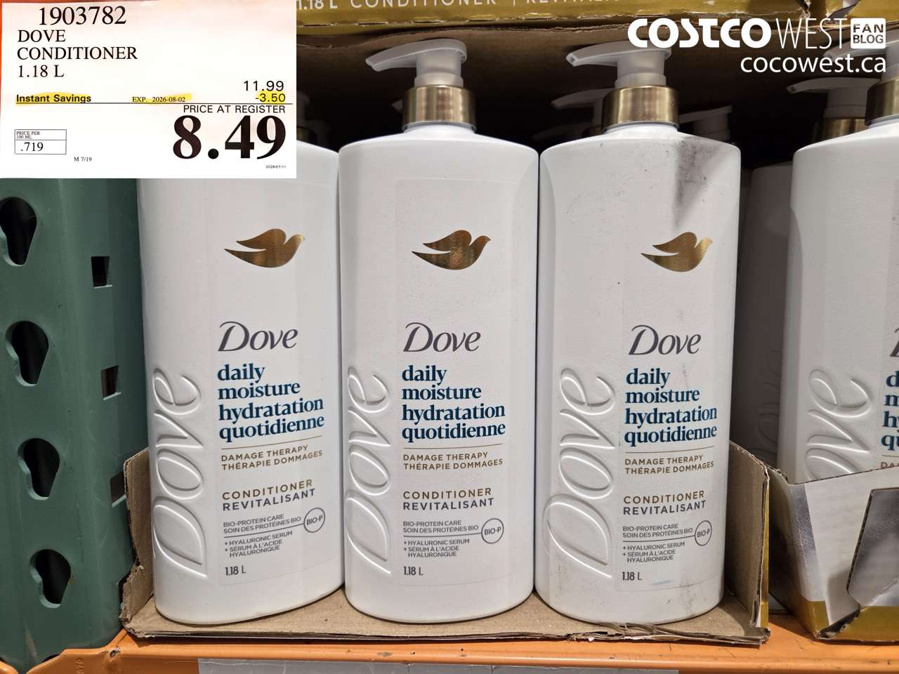 1903782 DOVE CONDITIONER 1.18 L ($3.50 INSTANT SAVINGS EXPIRES ON 2026-08-02) $8.49