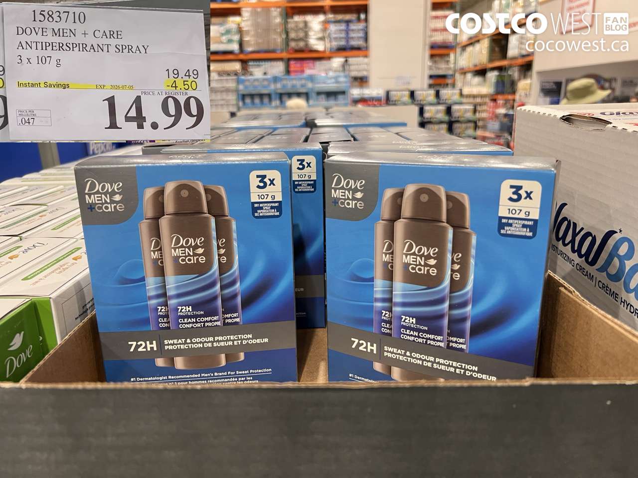 1583710 DOVE MEN + CARE ANTIPERSPIRANT SPRAY 3 X 107 G ($4.50 INSTANT SAVINGS EXPIRES ON 2026-07-05) $14.99