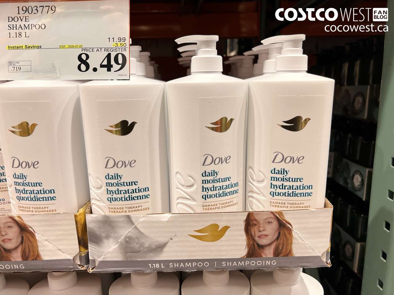 1903779 DOVE SHAMPOO 1.18 L ($3.50 INSTANT SAVINGS EXPIRES ON 2026-07-05) $8.49