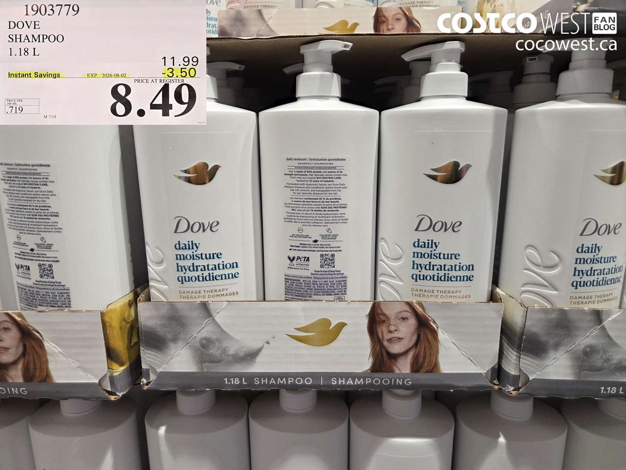 1903779 DOVE SHAMPOO 1.18 L ($3.50 INSTANT SAVINGS EXPIRES ON 2026-08-02) $8.49