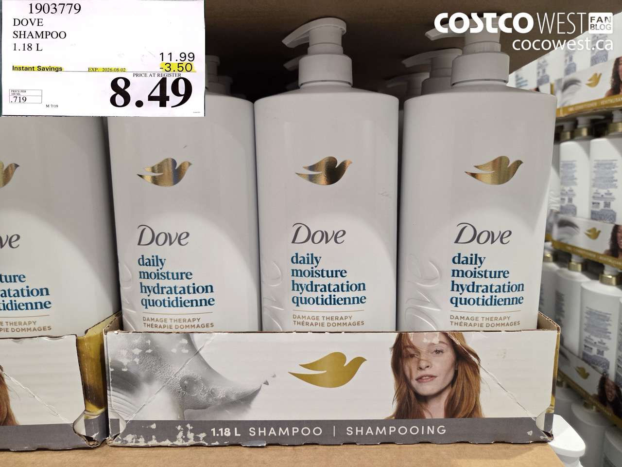 1903779 DOVE SHAMPOO 1.18 L ($3.50 INSTANT SAVINGS EXPIRES ON 2026-08-02) $8.49