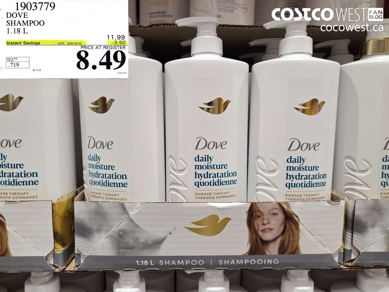 1903779 DOVE SHAMPOO 1.18 L ($3.50 INSTANT SAVINGS EXPIRES ON 2026-08-02) $8.49