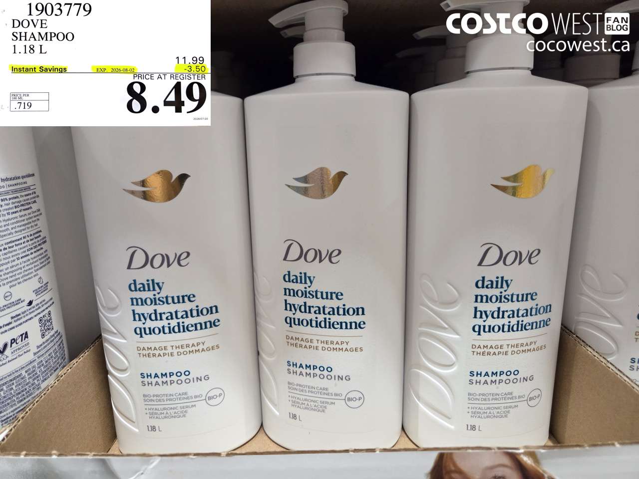 1903779 DOVE SHAMPOO 1.18 L ($3.50 INSTANT SAVINGS EXPIRES ON 2026-08-02) $8.49