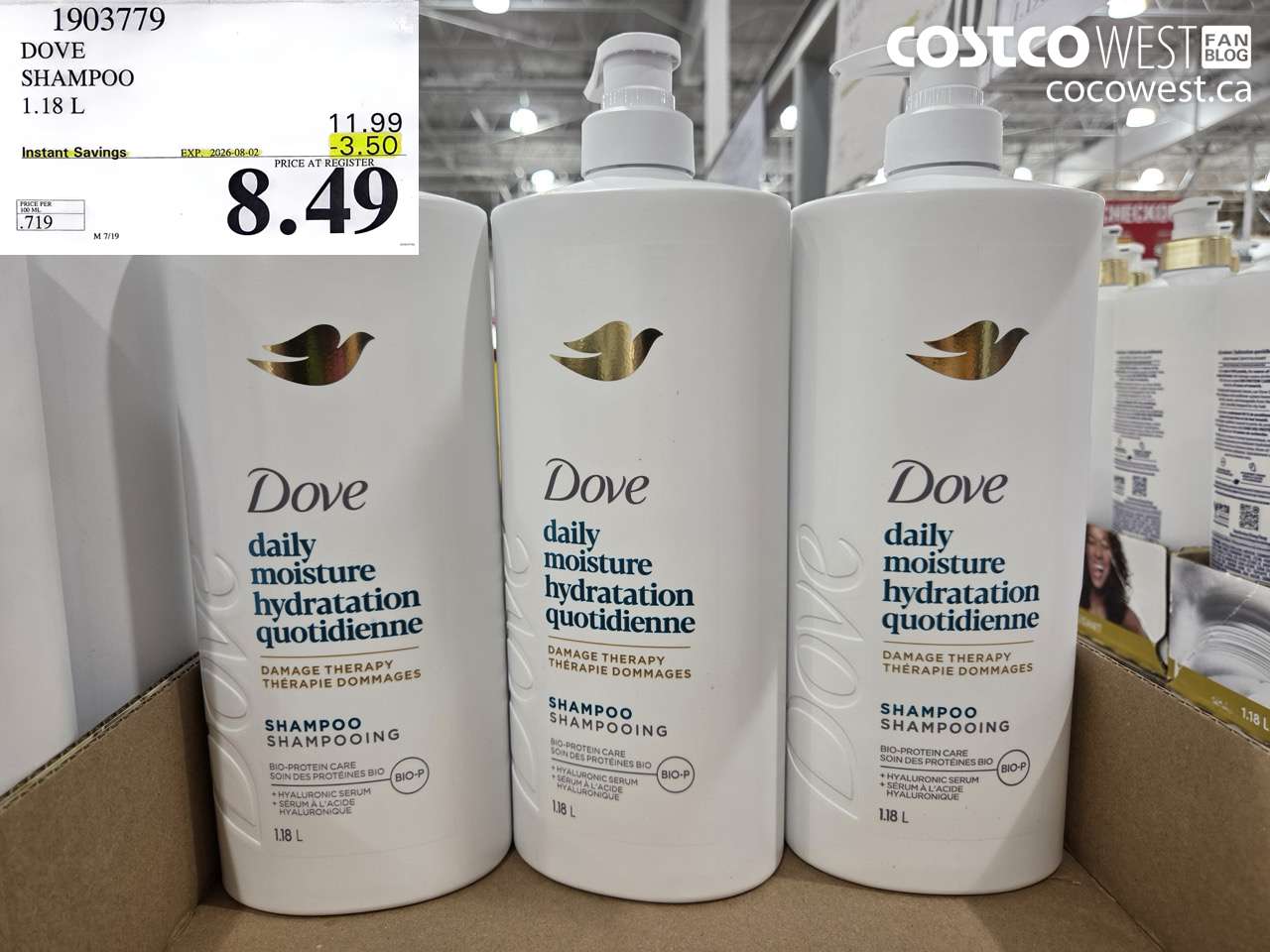 1903779 DOVE SHAMPOO 1.18 L ($3.50 INSTANT SAVINGS EXPIRES ON 2026-08-02) $8.49